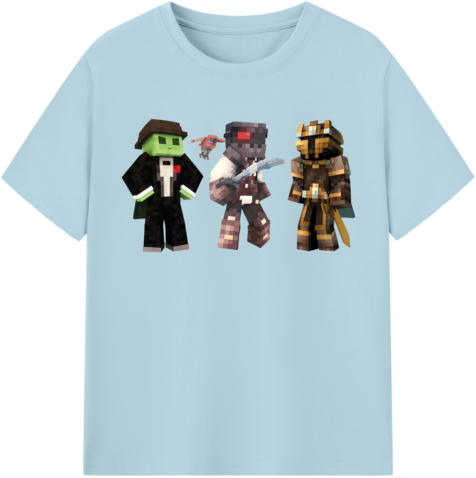 （画像用） マインクラフト ブロックの世界 Minecraft MC Block world 綿100％半袖Tシャツ（フロントプリント）